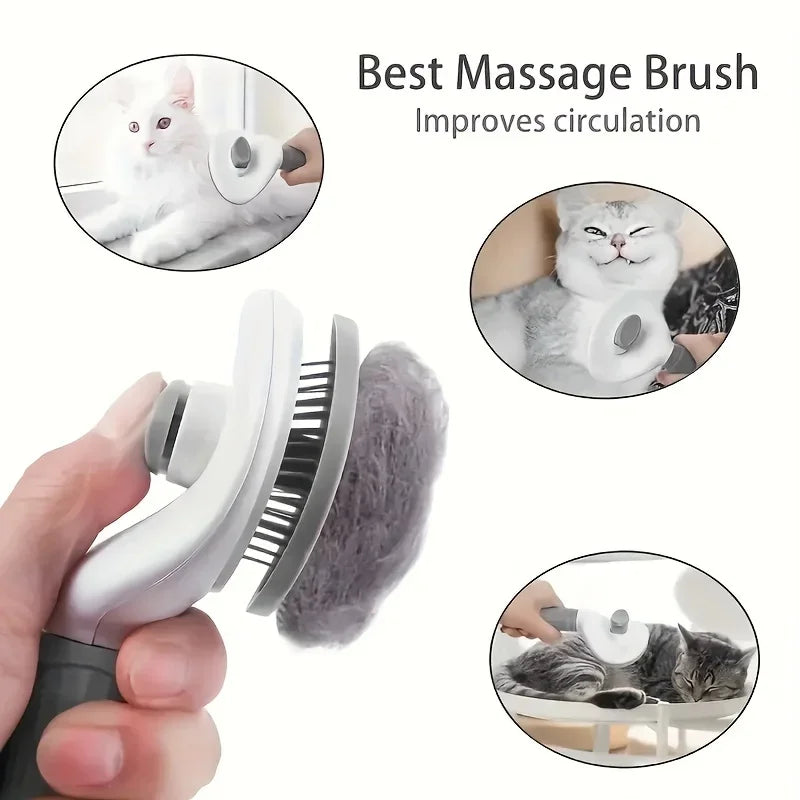 One-Click Self-Cleaning Pet Slicker Brush