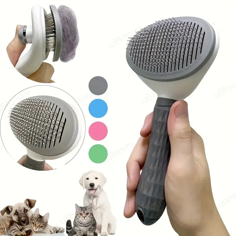 One-Click Self-Cleaning Pet Slicker Brush